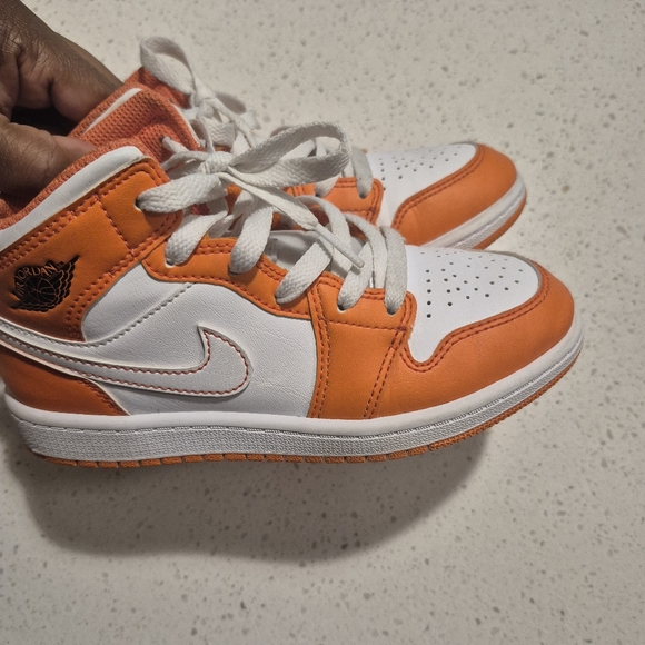 Jordan Kids Orange and White Sneakers - Picture 2 of 6